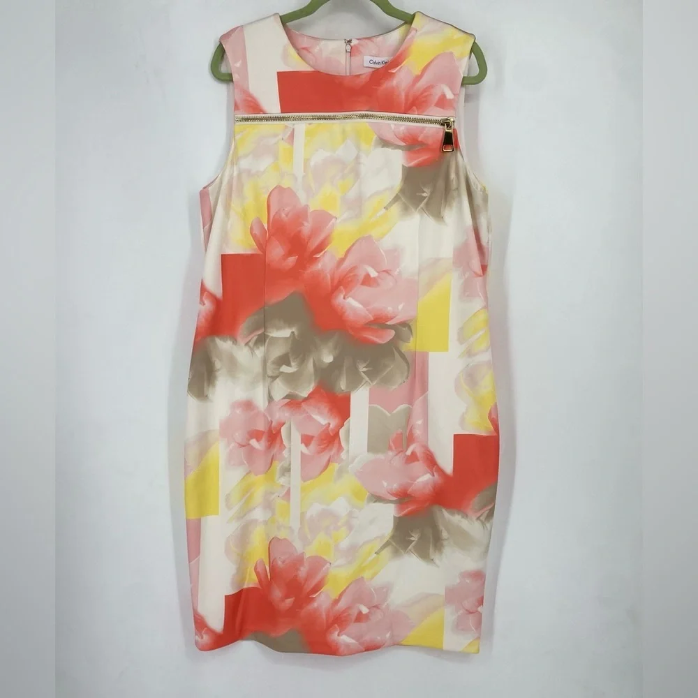 NEW Calvin Klein Pastel Floral Sleeveless Formal Dress Plus Size 18W NWT Easter - Picture 7 of 12